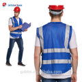 Chaleco reflectante de la seguridad de la alta calidad con la chaqueta de encargo del workwear del azul del chaleco de la alta visibilidad del bolsillo